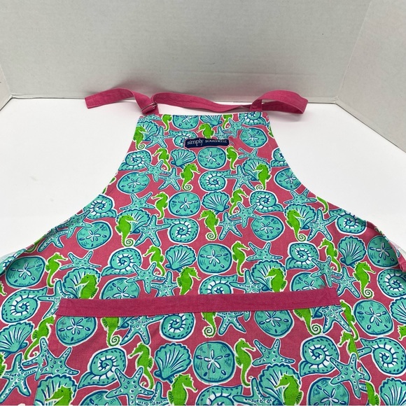 Simply Southern Bib Apron Tie back adjustable at neck Pink Blue Green Seashell - Picture 5 of 9